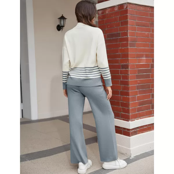 Tanming Women's Lounge Sets 2 Piece Outfits Knitted Pullover Sweater Tops Wide Leg Pants Tracksuit