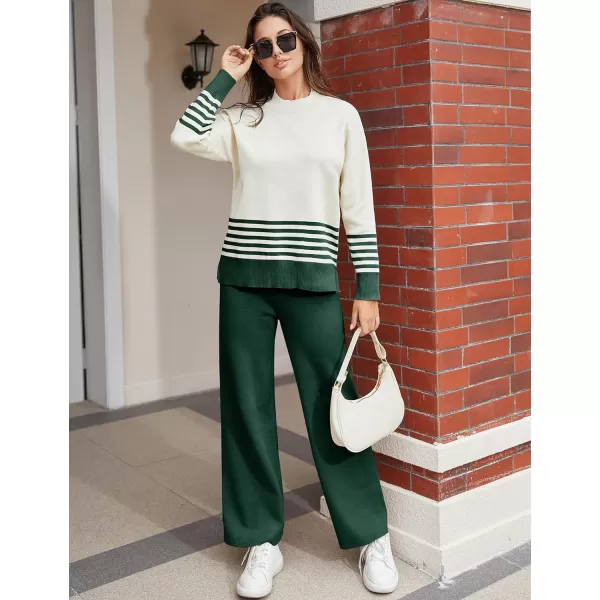 Tanming Women's Lounge Sets 2 Piece Outfits Knitted Pullover Sweater Tops Wide Leg Pants Tracksuit