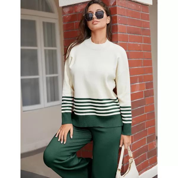 Tanming Women's Lounge Sets 2 Piece Outfits Knitted Pullover Sweater Tops Wide Leg Pants Tracksuit