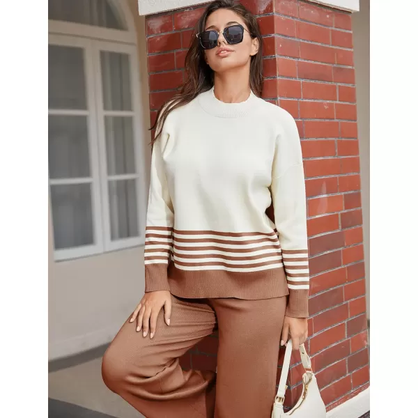 Tanming Women's Lounge Sets 2 Piece Outfits Knitted Pullover Sweater Tops Wide Leg Pants Tracksuit