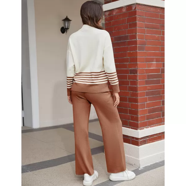 Tanming Women's Lounge Sets 2 Piece Outfits Knitted Pullover Sweater Tops Wide Leg Pants Tracksuit