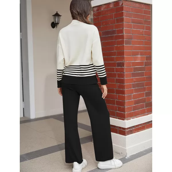 Tanming Women's Lounge Sets 2 Piece Outfits Knitted Pullover Sweater Tops Wide Leg Pants Tracksuit