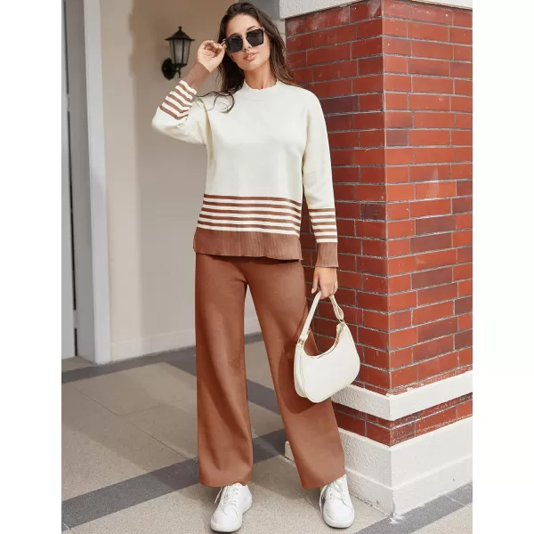 Tanming Women's Lounge Sets 2 Piece Outfits Knitted Pullover Sweater Tops Wide Leg Pants Tracksuit