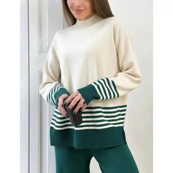 Tanming Women's Lounge Sets 2 Piece Outfits Knitted Pullover Sweater Tops Wide Leg Pants Tracksuit