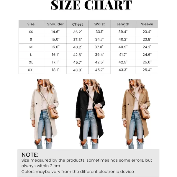 Tanming Women's Notch Lapel Double Breasted Wool Blend Mid Long Pea Trench Coat