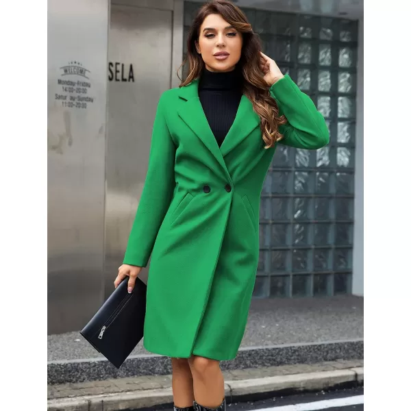 Tanming Women's Notch Lapel Double Breasted Wool Blend Mid Long Pea Trench Coat