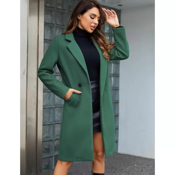 Tanming Women's Notch Lapel Double Breasted Wool Blend Mid Long Pea Trench Coat
