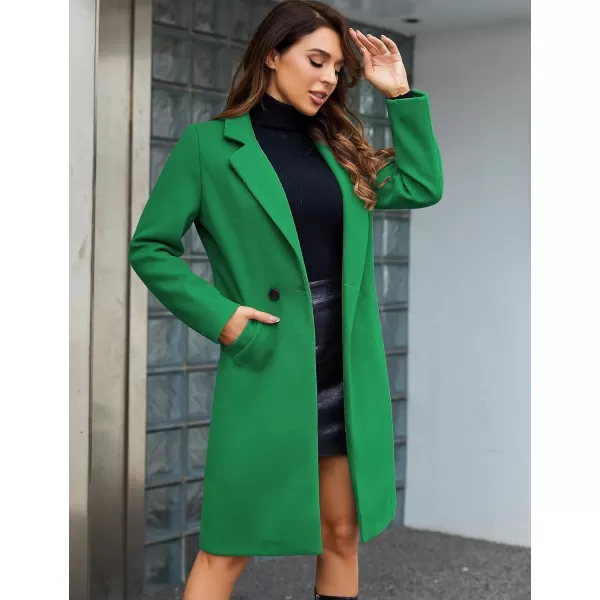 Tanming Women's Notch Lapel Double Breasted Wool Blend Mid Long Pea Trench Coat