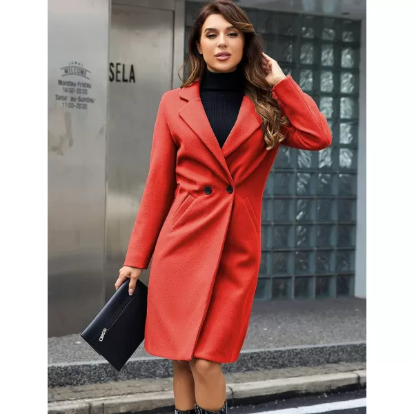 Tanming Women's Notch Lapel Double Breasted Wool Blend Mid Long Pea Trench Coat