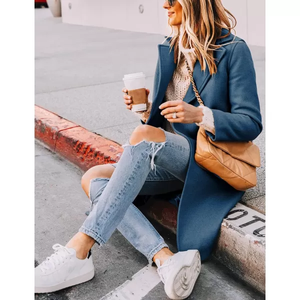 Tanming Women's Notch Lapel Double Breasted Wool Blend Mid Long Pea Trench Coat