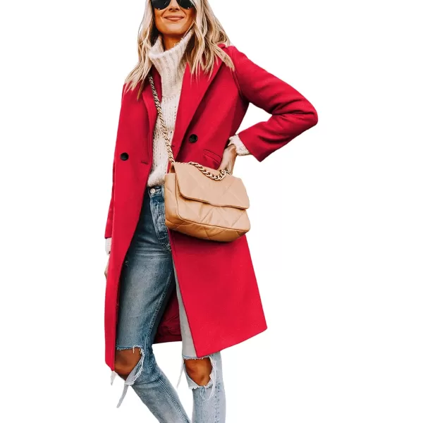 Tanming Women's Notch Lapel Double Breasted Wool Blend Mid Long Pea Trench Coat