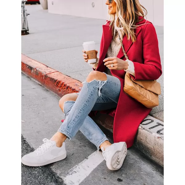 Tanming Women's Notch Lapel Double Breasted Wool Blend Mid Long Pea Trench Coat