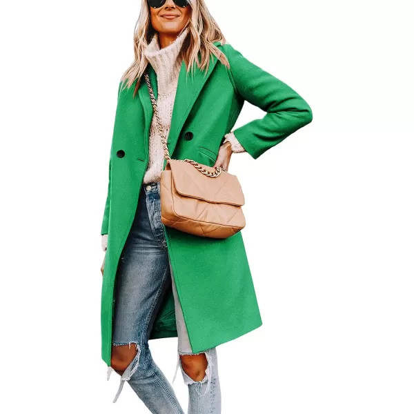 Tanming Women's Notch Lapel Double Breasted Wool Blend Mid Long Pea Trench Coat