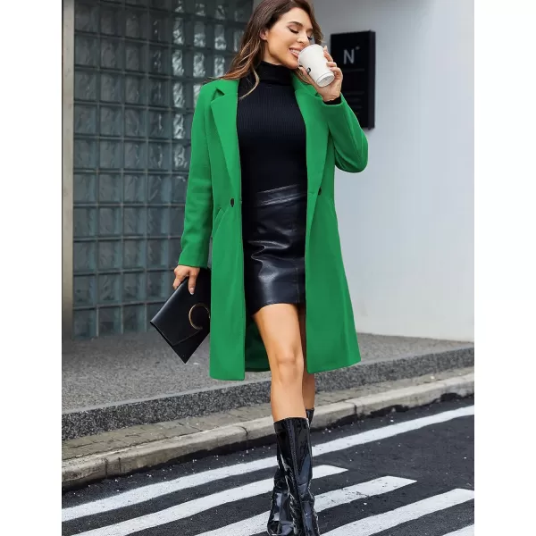 Tanming Women's Notch Lapel Double Breasted Wool Blend Mid Long Pea Trench Coat
