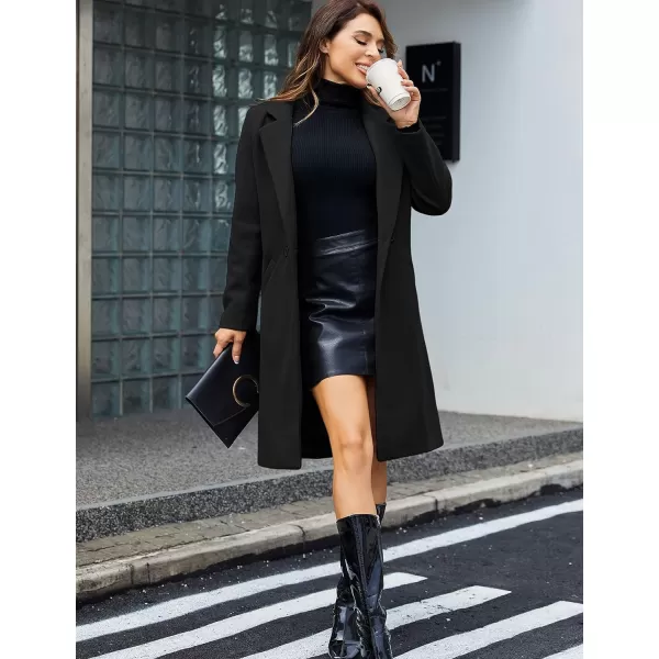 Tanming Women's Notch Lapel Double Breasted Wool Blend Mid Long Pea Trench Coat