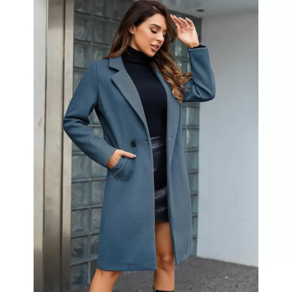 Tanming Women's Notch Lapel Double Breasted Wool Blend Mid Long Pea Trench Coat