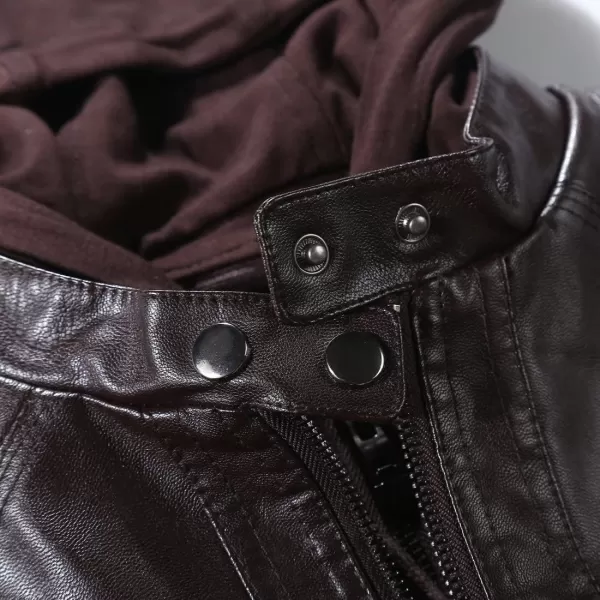 Tanming Women's Removable Hooded Faux Leather Jackets