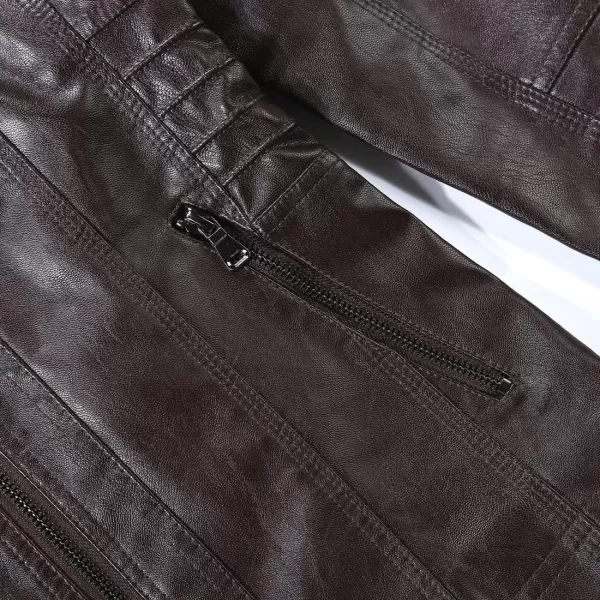 Tanming Women's Removable Hooded Faux Leather Jackets