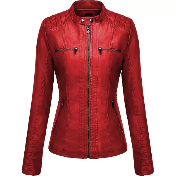 Tanming Women's Removable Hooded Faux Leather Jackets