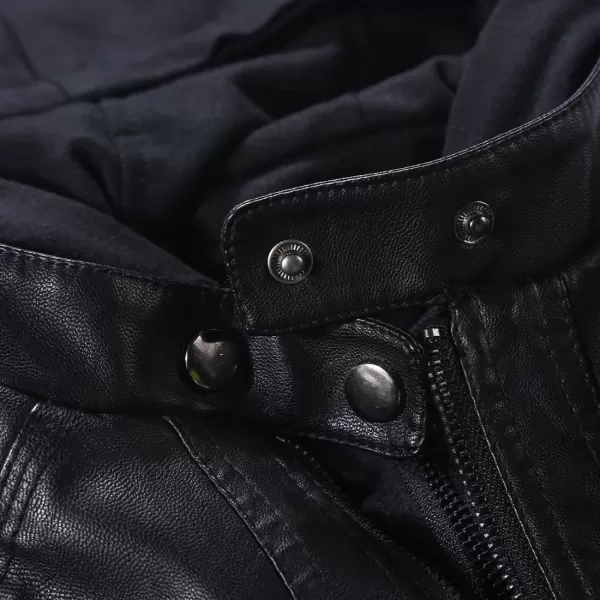 Tanming Women's Removable Hooded Faux Leather Jackets