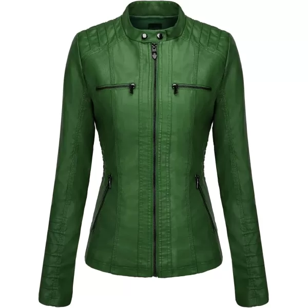 Tanming Women's Removable Hooded Faux Leather Jackets