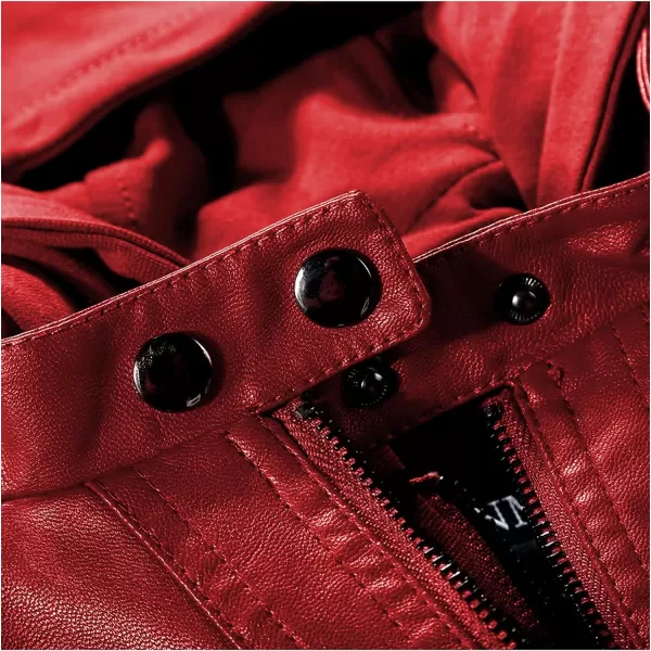 Tanming Women's Removable Hooded Faux Leather Jackets