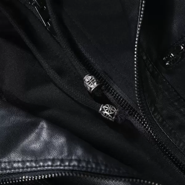 Tanming Women's Removable Hooded Faux Leather Jackets