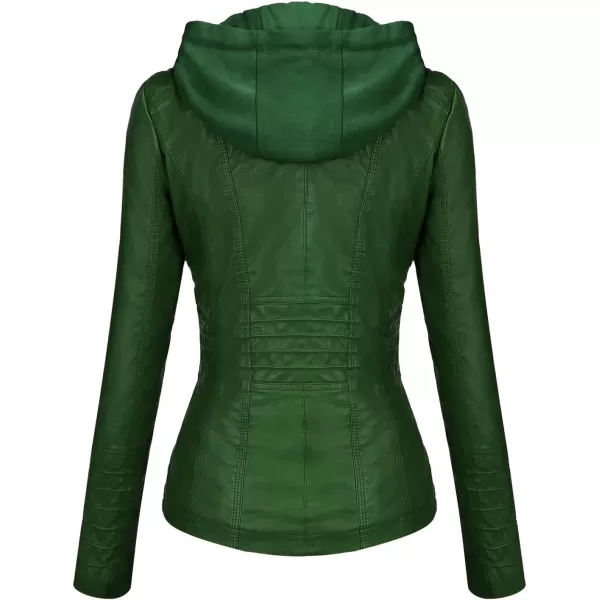 Tanming Women's Removable Hooded Faux Leather Jackets