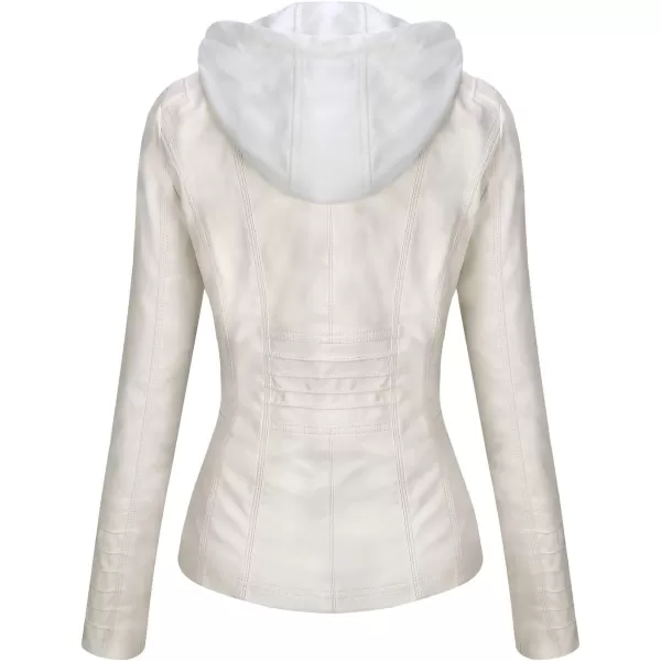 Tanming Women's Removable Hooded Faux Leather Jackets