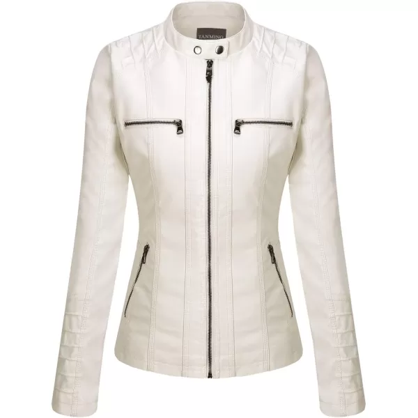 Tanming Women's Removable Hooded Faux Leather Jackets