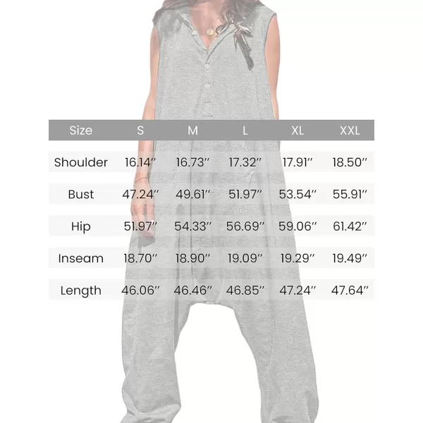 Tanming Hooded Jumpsuits for Women Casual Sleeveless Long Harem Pants Romper with Pockets