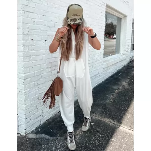 Tanming Hooded Jumpsuits for Women Casual Sleeveless Long Harem Pants Romper with Pockets
