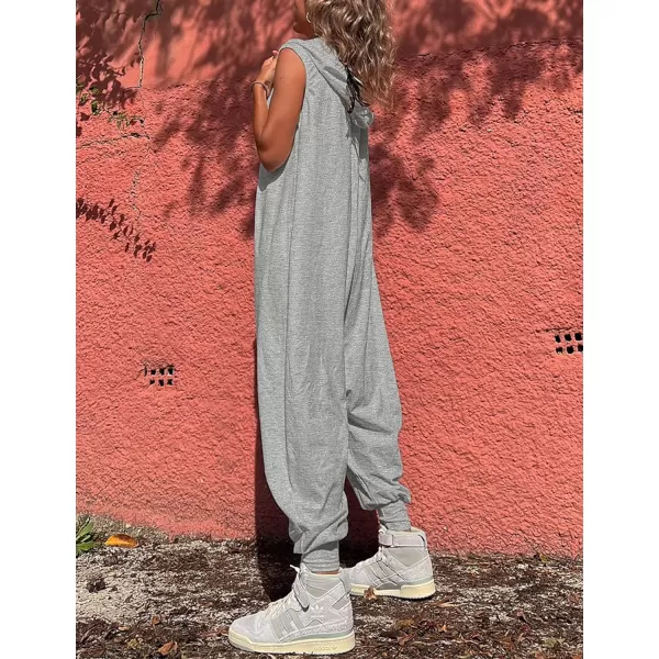 Tanming Hooded Jumpsuits for Women Casual Sleeveless Long Harem Pants Romper with Pockets