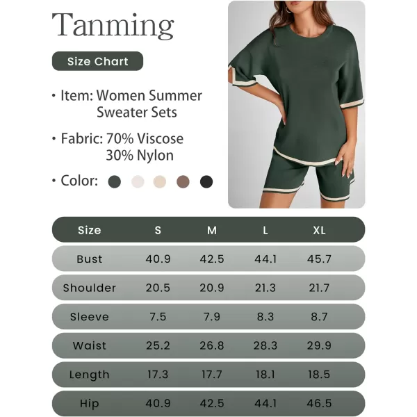 Tanming Lounge Sets for Women Summer Sweater Sets Short Sleeve Knit Tops Wide Leg Shorts