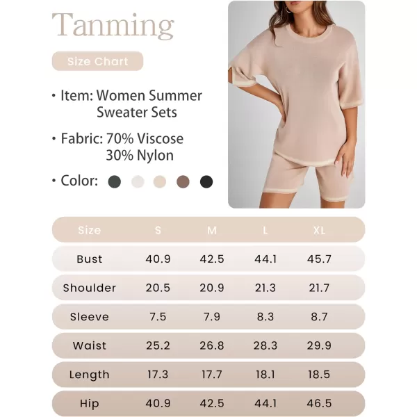Tanming Lounge Sets for Women Summer Sweater Sets Short Sleeve Knit Tops Wide Leg Shorts