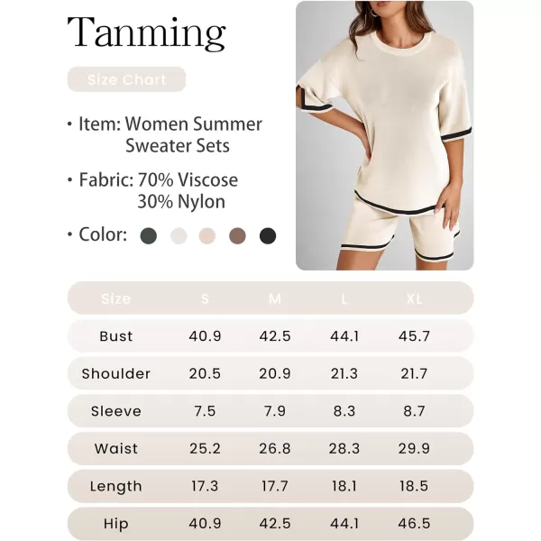Tanming Lounge Sets for Women Summer Sweater Sets Short Sleeve Knit Tops Wide Leg Shorts