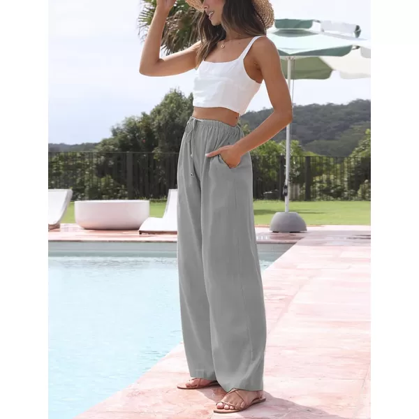 Tanming Wide Leg Linen Pants for Women Summer Flowy High Waisted Beach Palazzo Trousers