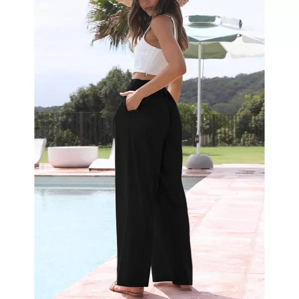 Tanming Wide Leg Linen Pants for Women Summer Flowy High Waisted Beach Palazzo Trousers