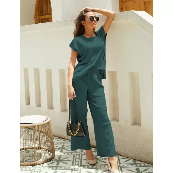 Tanming Women's 2 Piece Outfits Sweater Set Knit Pullover Tops High Waisted Pants Sweatsuits Lounge Set