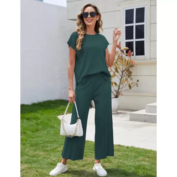 Tanming Women's 2 Piece Outfits Sweater Set Knit Pullover Tops High Waisted Pants Sweatsuits Lounge Set