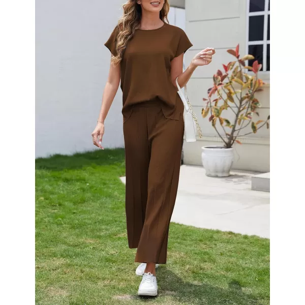 Tanming Women's 2 Piece Outfits Sweater Set Knit Pullover Tops High Waisted Pants Sweatsuits Lounge Set