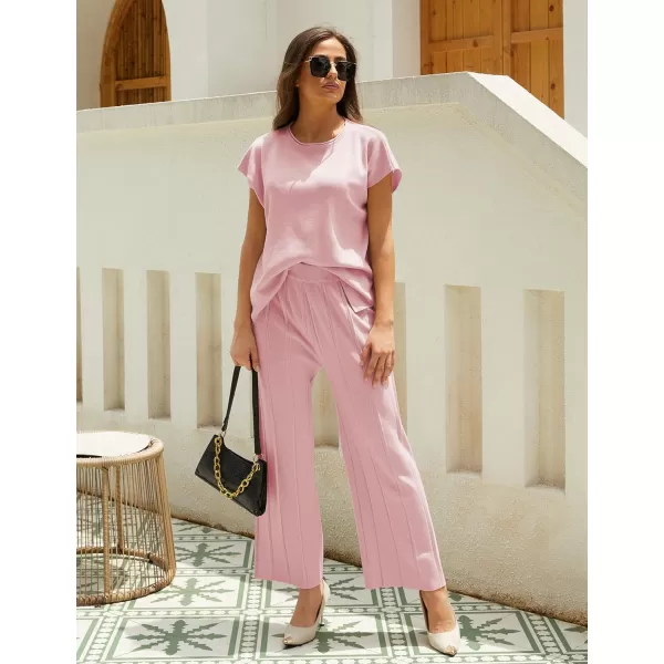 Tanming Women's 2 Piece Outfits Sweater Set Knit Pullover Tops High Waisted Pants Sweatsuits Lounge Set