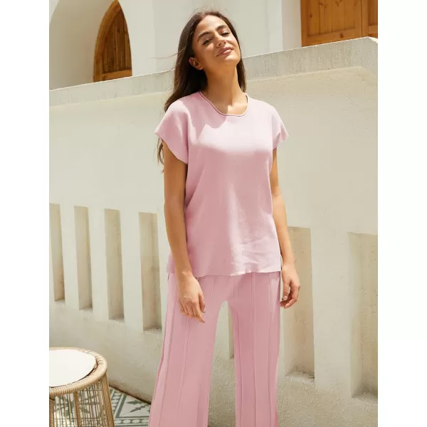 Tanming Women's 2 Piece Outfits Sweater Set Knit Pullover Tops High Waisted Pants Sweatsuits Lounge Set