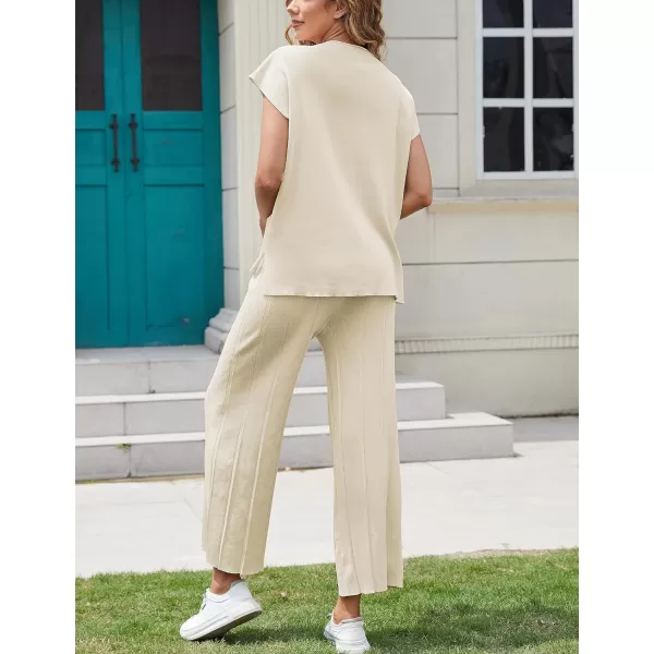 Tanming Women's 2 Piece Outfits Sweater Set Knit Pullover Tops High Waisted Pants Sweatsuits Lounge Set