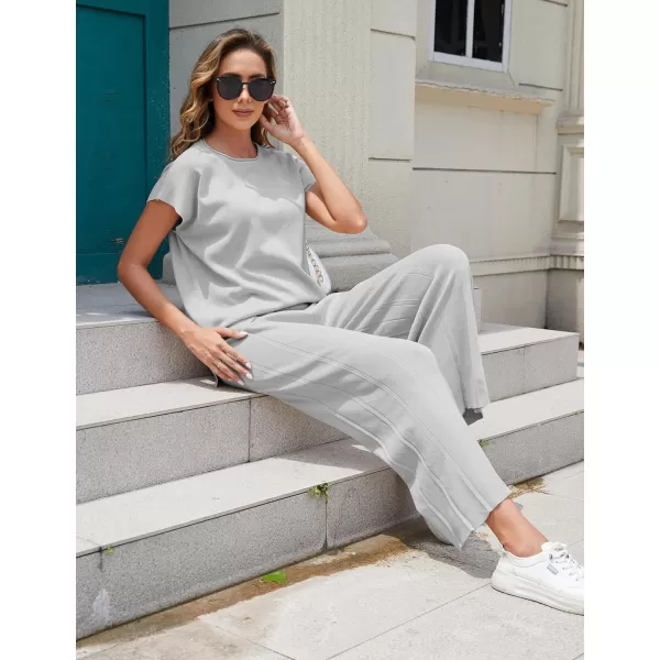 Tanming Women's 2 Piece Outfits Sweater Set Knit Pullover Tops High Waisted Pants Sweatsuits Lounge Set
