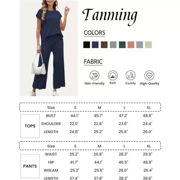 Tanming Women's 2 Piece Outfits Sweater Set Knit Pullover Tops High Waisted Pants Sweatsuits Lounge Set