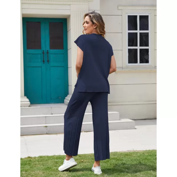 Tanming Women's 2 Piece Outfits Sweater Set Knit Pullover Tops High Waisted Pants Sweatsuits Lounge Set