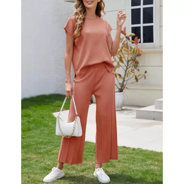 Tanming Women's 2 Piece Outfits Sweater Set Knit Pullover Tops High Waisted Pants Sweatsuits Lounge Set