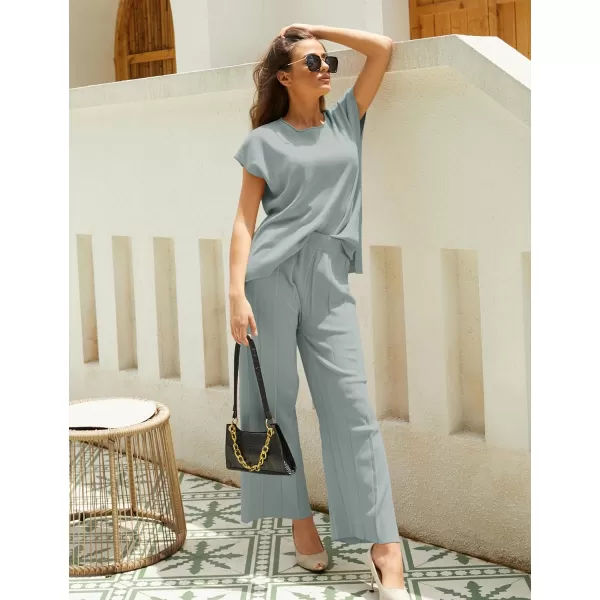 Tanming Women's 2 Piece Outfits Sweater Set Knit Pullover Tops High Waisted Pants Sweatsuits Lounge Set
