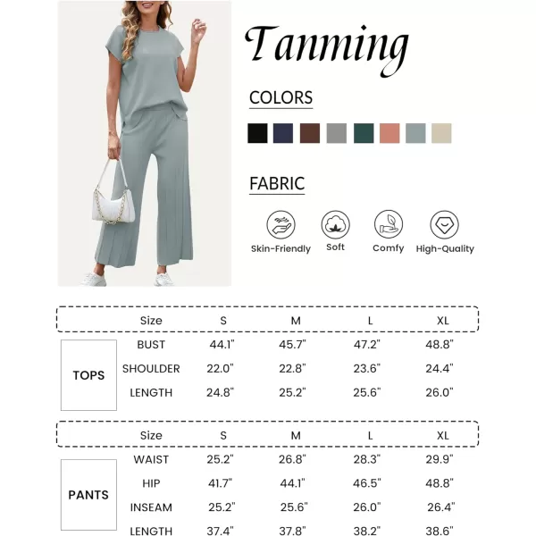 Tanming Women's 2 Piece Outfits Sweater Set Knit Pullover Tops High Waisted Pants Sweatsuits Lounge Set